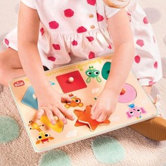 Portable Wooden Peg Puzzle – Shapes and Colors Learning Toy for Kids 18+