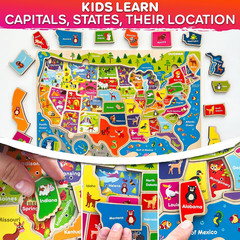 US Map Puzzles for Kids Ages 4-6 – 3 Wooden Toddler Puzzles Ages 3-5 | United St