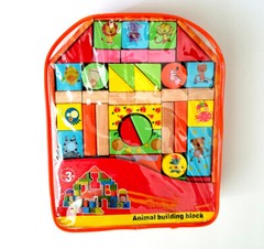 Montessori Wooden Building Block Set for Kids and Toddlers 45 pieces in backpack