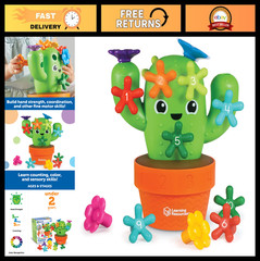 Interactive Pop & Count Cactus Toy – 16 Pieces, Montessori Stacking, Sorting & M