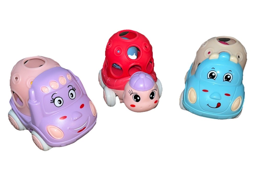 Baby Girl Toy Cars Set of 3 Friction Rattle Cars Pink Purple Blue _C5