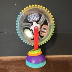Multicolor Baby Sensory Developmental Spinning Wheel Rattle Toy w/ Suction Base