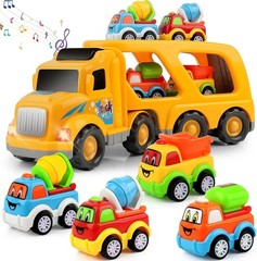 Construction Truck Toddler Toys Car: Toys for 2 3 4 Year Old Boy 5 in 1 Carrier