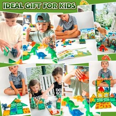 Dinosaur Toys Magnetic Tiles 3D Movable Dinos for Kids 3-5 5-7 Toddler Outdoo…