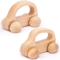 2 PCS Wooden Baby Car Toys for Toddlers 1-3 Years Old, Montessori Wooden Cars…