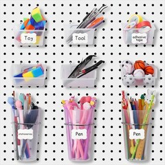95-Piece Pegboard Accessories Set with Hooks, Cups, Wire Shelf, Tissue Box, C…