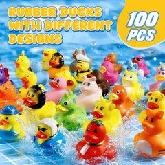 100 Pcs Rubber Ducks, Random Assortment Ducks Bulk for 100 PCS, Multicolor