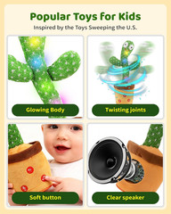 Dancing Talking Cactus Baby Toys 0-6 3-6 6-12 12-18 Months, Toddler Boys Girls G