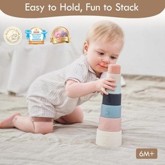 Stacking Cups Toy, Fun Educational Baby Toys Silicone Soft Teething Toy, Age …
