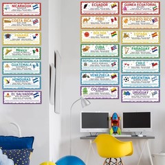21 PCS Spanish Language Country Posters Flags Classroom Decorations Latin Ame…