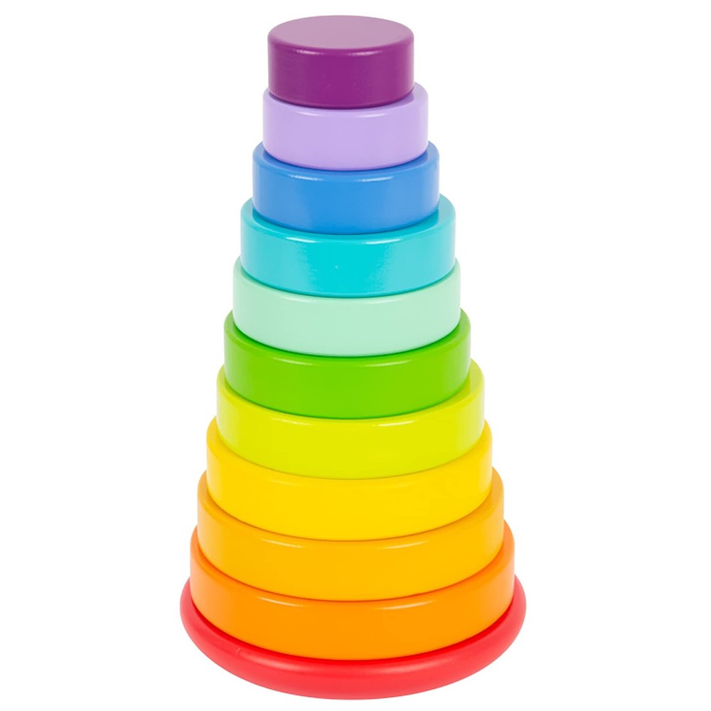 Wooden Large Rainbow Stacking Tower by – Babies Learn Hand-Eye Coordination, …