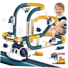 Electric Race Track Car Toy, DIY Flexible Steam Aircraft Track for Toddlers