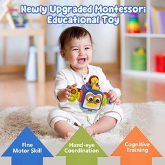 OSIMILY Toys for 1 Year Old Boy, Busy Cube Montessori 1+ Small, Blue