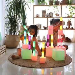 TTS 12pcs Light Up Glow Cylinders Toy for Kids, Educational Sensory Toys EY11108