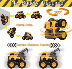 Friction Powered Toddler Construction Truck Set – No Batteries Needed, 4 Toys