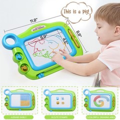 Magnetic Drawing Board Age 3 4 5 Year Old with 1 Pen 2 Stamps Travel Toy