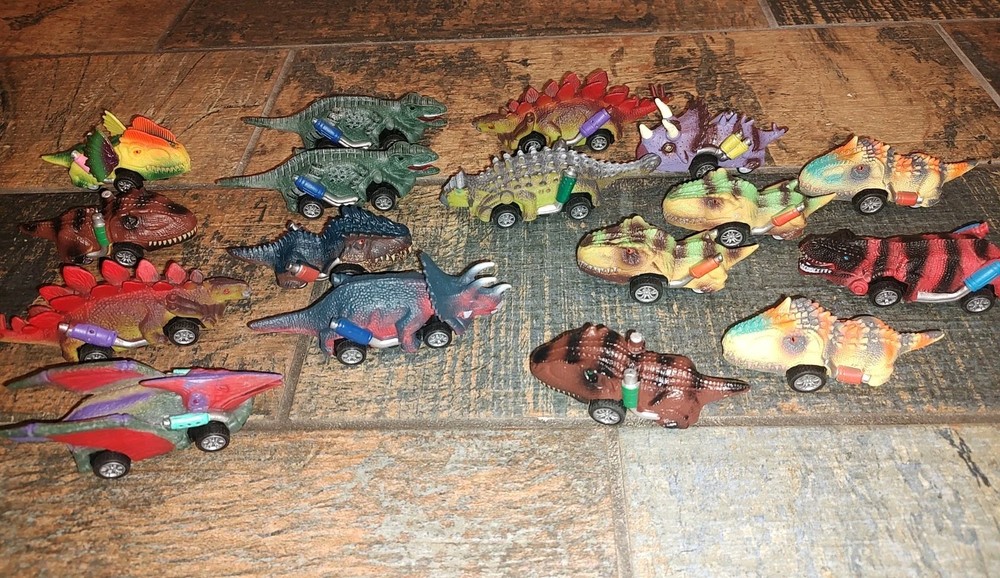 Dinosaur Toy Pull Back Cars Lot Of 17 Dino Toys