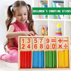Montessori Toys Math Educational Toy – Wooden Intelligence Sticks Number Card…