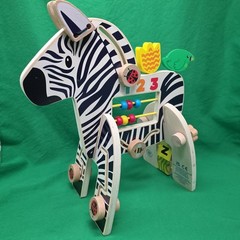 MANHATTAN TOY Safari Zebra Activity Toy 3 Pc Wood Wooden Baby 12 Mths NWOT