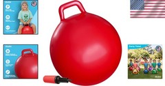 Kids 18″ Red Hopper Ball – Plush Jumping Toy for Ages 3-6 with Easy Inflate Pump