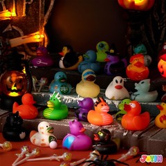 JOYIN 24 PCS Halloween Rubber Ducks, Small, Orange, Black, White