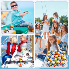 12 Packs Summer Cruise Ships Rubber Ducks 2 Inch Nautical Rubber Cruise Ducks Bu