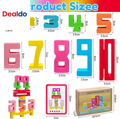 Wooden Number Building Blocks – 20Pcs Stacking for 3+ Years Old Kids, Digital Bu