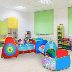 5PCS Pop Up Play Tents Ball Pit &Crawl Tunnels Basketball Set Kids Easy To Carry