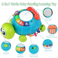 Baby Toys 6-12 Months, Musical Turtle Crawling Baby Toys for 12-18 Months, Tummy