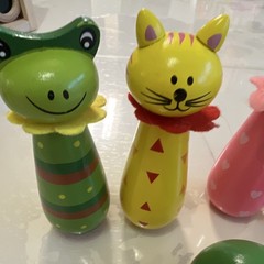 HABA Wonderworld Wooden Baby Toy Lot Rattles Animal Bowling Set BH688