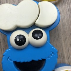 Cookie Monster Activity Toy Vintage 1990 Pram Cot Clip On Rattle Sesame Street