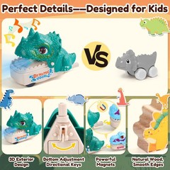 Dinosaur Toys for Kids 2-4, Dinosaur Set for Toddlers 1-3, Wooden Stacking To…