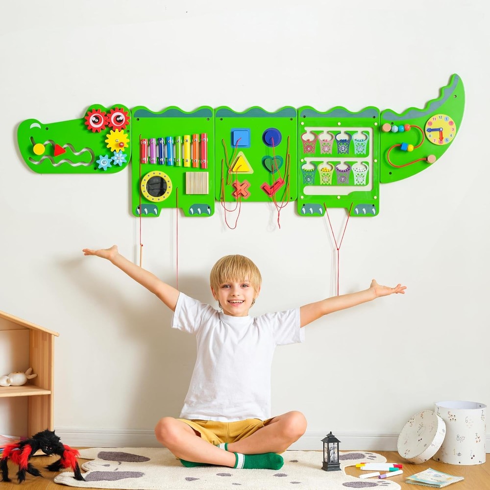 Green Montessori Busy Board Wall Panels Sensory Activity