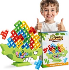 Lktvys Stacking Balance Game for Kids and Adults – 3D Colorful Dinosaur Block