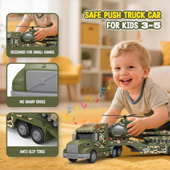Toddler Toys for 3 4 5 6 Year Old Boys – 27″ Large Semi Army Truck Toy with Tank