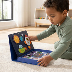 Magnetic Space Puzzle Box for Kids Wooden Montessori Learning Toy Set