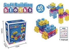 40 PCS Sensory Soft Building Blocks for Toddlers, Kids Montessori Squishy Stacki