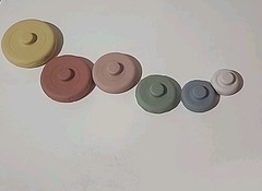 Silicone Stacking Rings Baby Sensory Learning Toy Six Colorful Textured Designs