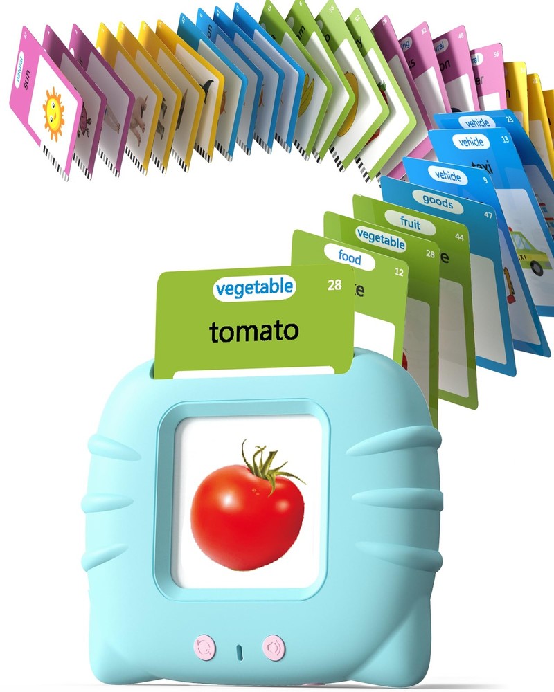 Airbition Talking Flash Cards for Toddlers 1 2 3 224 Words English Blue, Blue