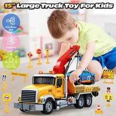 Kids Toys for 3 4 5 6 7 Years Old Boys, 15 Large Tow Truck Toy, Friction