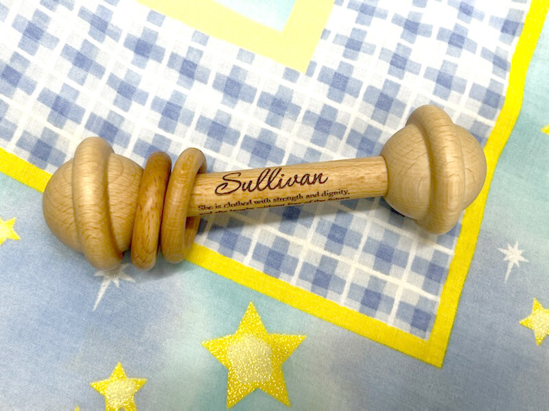 1 Personalized Keepsake Wooden Natural Wood Rattle Natural Wood Rattle