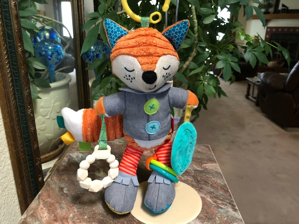 Infantino Playtime Plush Fox Developmental Activity Toy Rattle Crinkle Teether