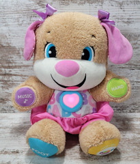Fisher-Price Laugh & Learn Smart Stages Sis Plush Toy Brown Pink Dress Works