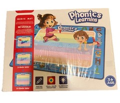 NEW Reusable Phonics Learning Magic Water Mat Set w Pens Shapes Stencils Age 3+