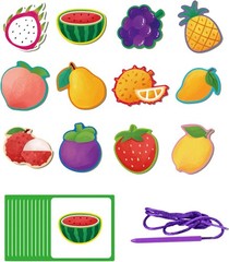 Wooden Threading Stringing Toys for 3+ Years Old Boys and Girls CSJM-02 (Fruits)