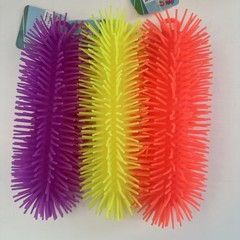 Rubber Puffer Caterpillar Just Pretending Lot Of 3: Purple, Yellow & Orange
