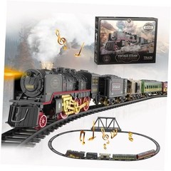Electric Train Set, Steam Train Toy with Locomotive and Tracks, Upgraded