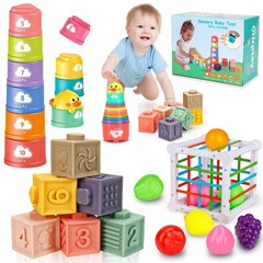 Baby Toys 6-12-18 Month Stacking Cups Blocks Shape Sorters Teething Sensory D…