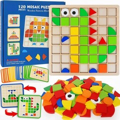 Wood Pattern Blocks Set for Kids – Problem Solving & Creativity with 120 Pieces
