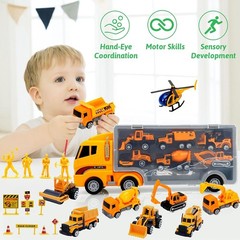 Construction Car Toy Set 13Pk Truck Vehicles Set Gift for Toddlers Boys